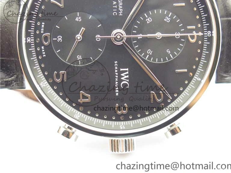 MIROTIME 0325 Portuguese Chrono IW371609 ZF 1:1 Best Edition Black Dial on Black Leather Strap A SmartChoice 7100
